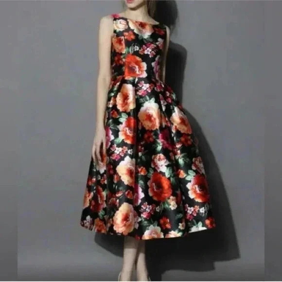 Women’s retro inspired cottage core floral Aline dress - Picture 11 of 13